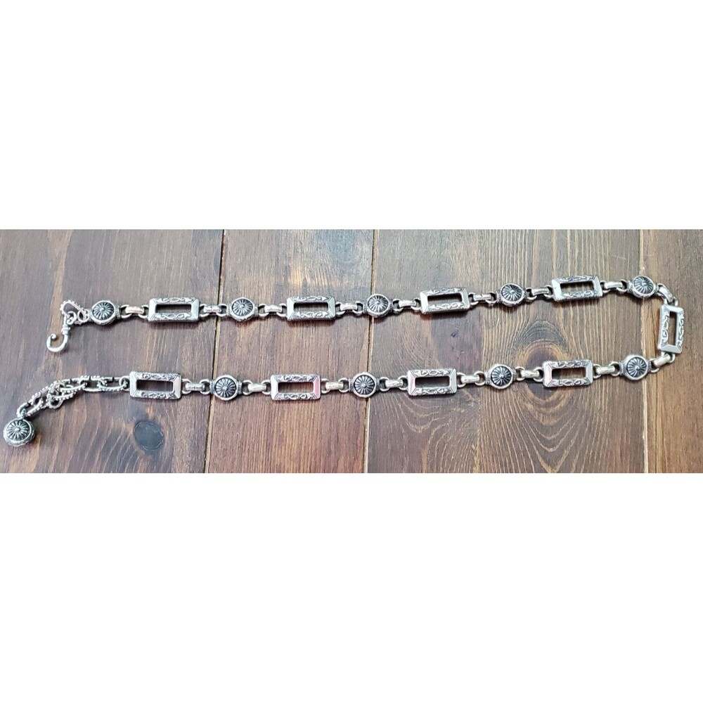 Chain Belt size 32-35 Silvertone West Southwest Concha Geometric Medalions 3/4"w